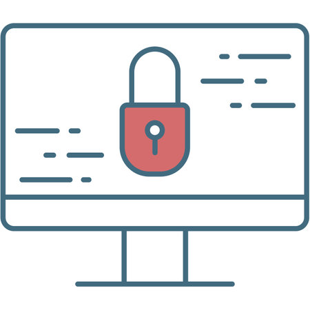 Computer monitor screen and lock icon vectorのイラスト素材