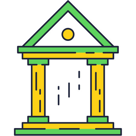 Bank icon flat vector government building symbolのイラスト素材