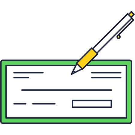Cheque and pen icon vector bank checkbookのイラスト素材