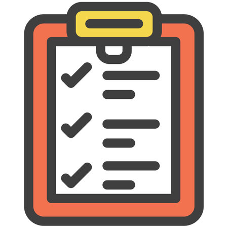 Checklist document on clipboard flat vector iconのイラスト素材