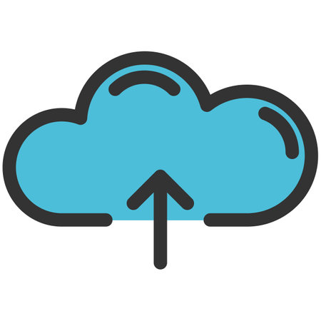 Cloud computing arrow upward flat vector iconのイラスト素材
