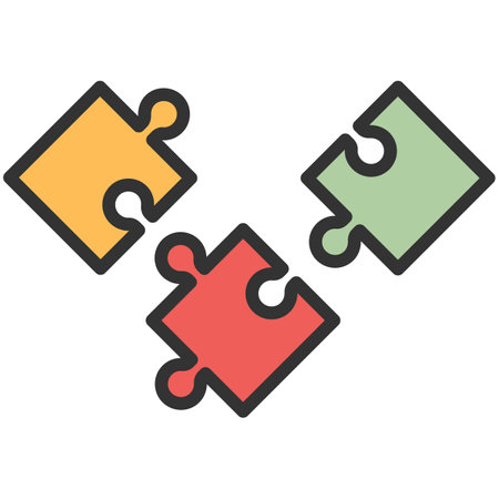 Puzzle pieces icon solution, strategy, game flat vectorのイラスト素材