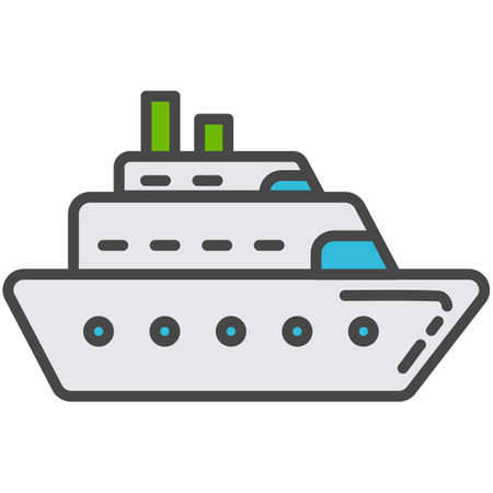 Ship cruise liner icon marine transportation company vectorのイラスト素材