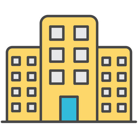Hotel icon vector high building exterior designのイラスト素材