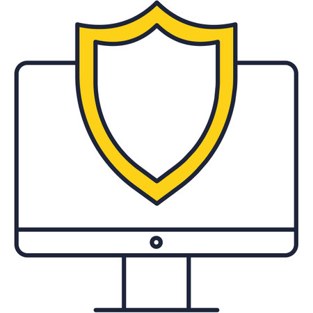 PC computer shield protection line vector iconのイラスト素材