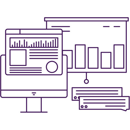 Business icon bank finance line graph on pc screenのイラスト素材