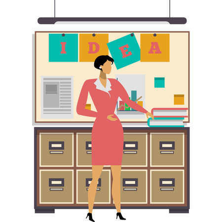 Business woman employee in office vector iconのイラスト素材