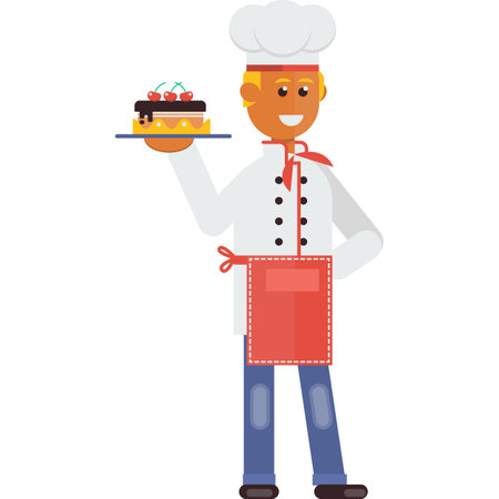 Cook chef with cake vector baker iconのイラスト素材