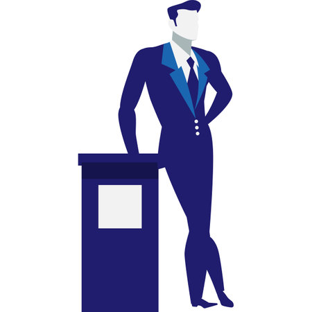 Business person in suit presentation vector iconのイラスト素材