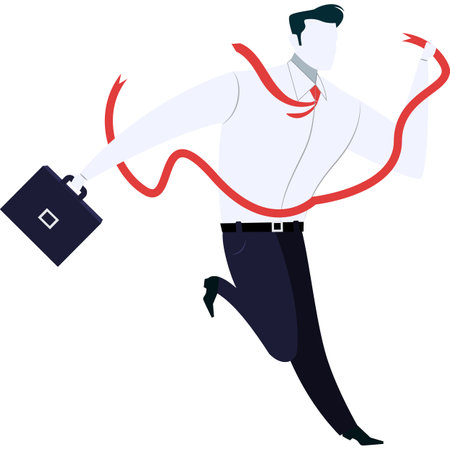 Businessman crossing finish line vector flat iconのイラスト素材