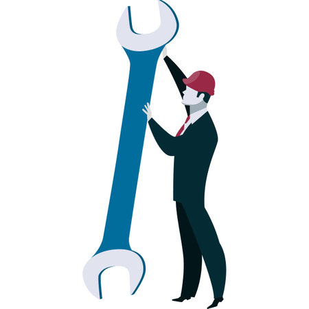 Business work icon vector businessman with wrenchのイラスト素材