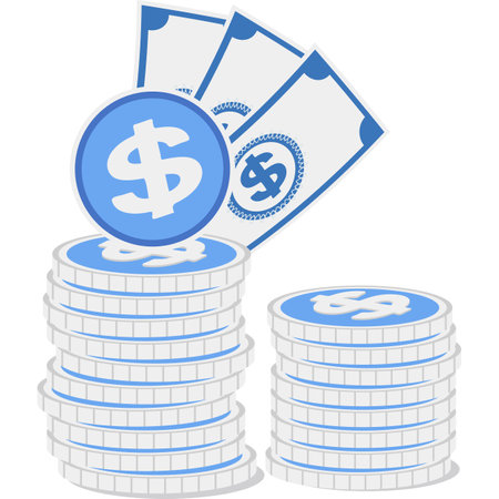Money stack vector dollar coin flat iconのイラスト素材