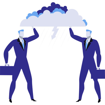 Business crisis risk icon vector man under cloudのイラスト素材