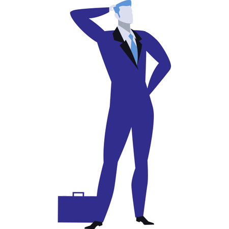 Business man scratching head vector flat iconのイラスト素材
