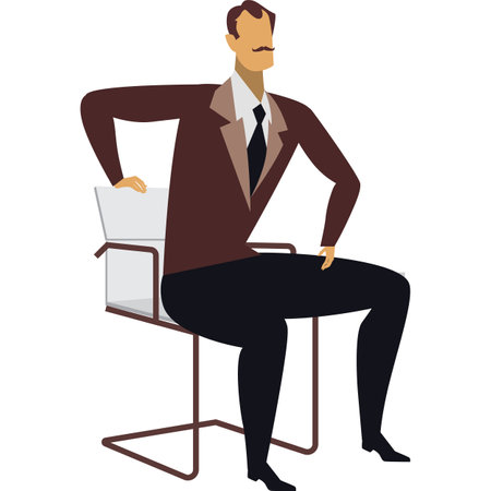 Business man sitting in chair vector iconのイラスト素材