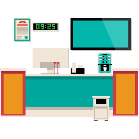 Office workspace icon vector flat room workplaceのイラスト素材