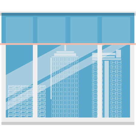 Window with cityscape vector flat icon isolatedのイラスト素材
