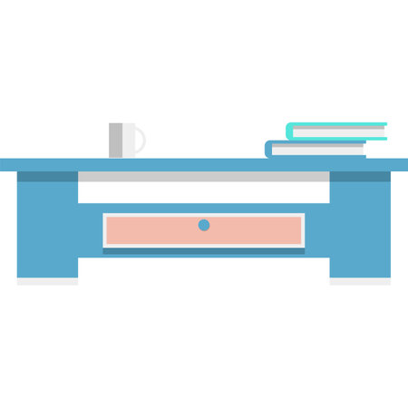 Office desk table with paper book vector iconのイラスト素材