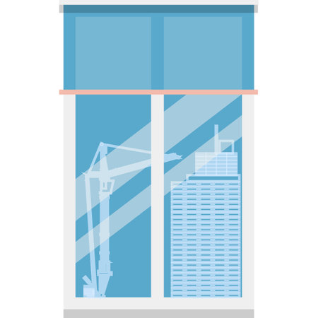 Office window with view on construction vectorのイラスト素材