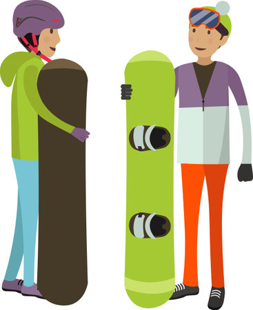 Male friends enjoying skateboarding vector icon isolated on whiteのイラスト素材