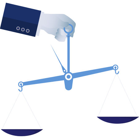 Business balance vector flat libra in hand iconのイラスト素材