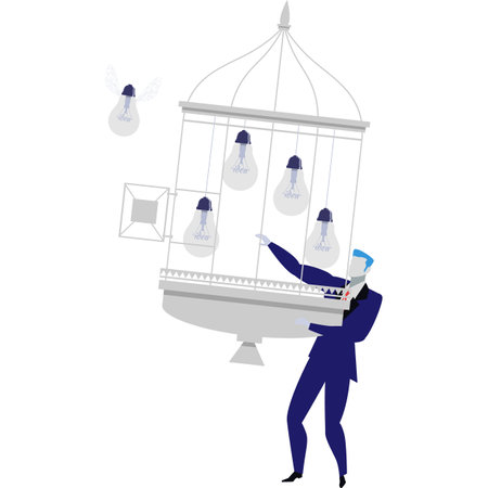 Business man collect idea in birdcage vector iconのイラスト素材