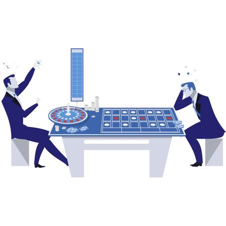 Business man play casino roulette gambling vectorのイラスト素材