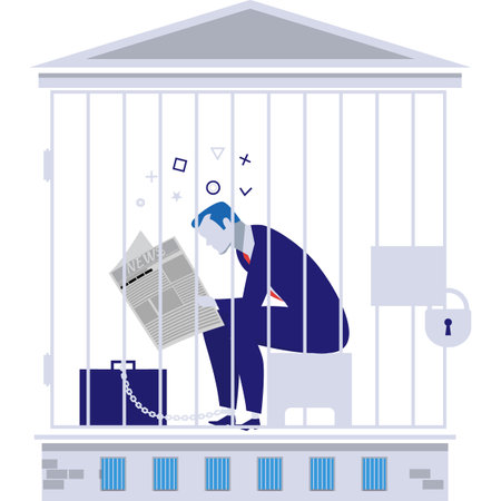 Businessman debtor in prison vector flat iconのイラスト素材