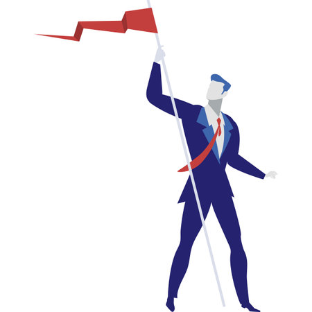 Business man with red flag vector iconのイラスト素材
