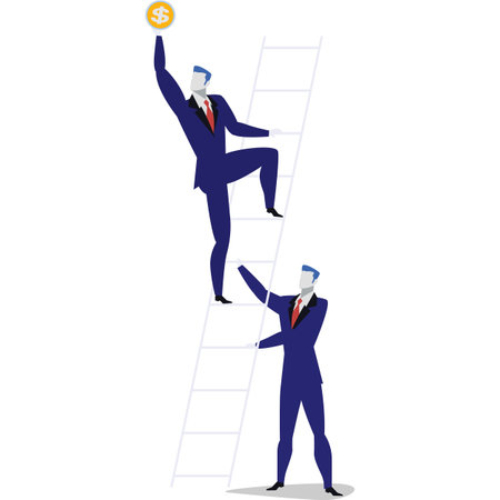 Businessman team reaching money vector flat iconのイラスト素材