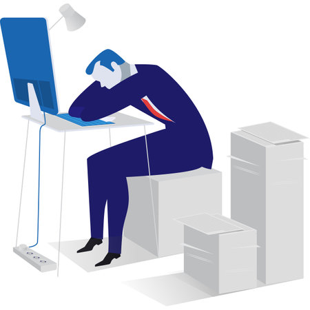 Man in stress at business office vector iconのイラスト素材