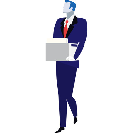Businessman carry paper box vector dismissal iconのイラスト素材