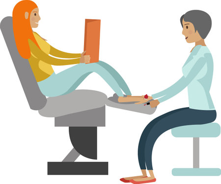 Woman client getting pedicure procedure at beauty salon vector icon isolated on whiteのイラスト素材