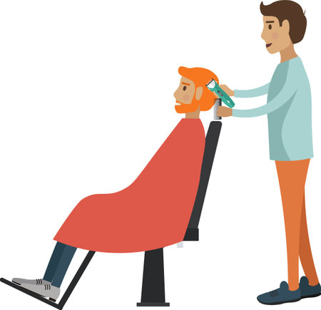 Man client at barber shop vector icon isolated on whiteのイラスト素材