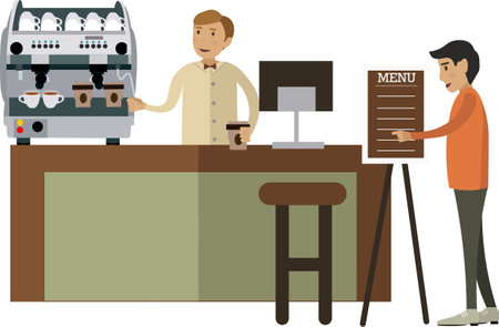 Man visitor at coffee house vector icon isolated on whiteのイラスト素材