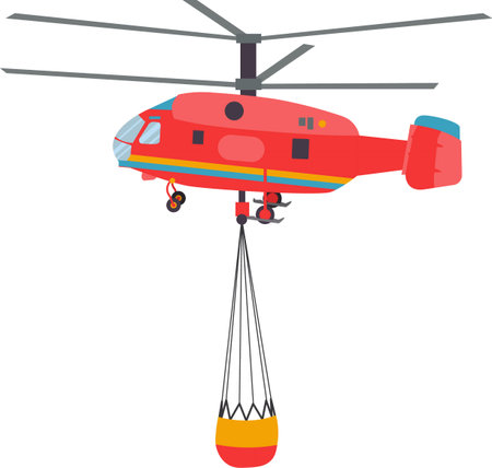 Firefighter rescue team helicopter vector icon isolated on whiteのイラスト素材