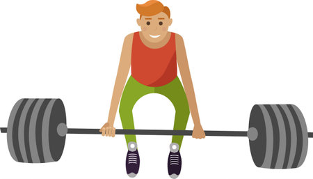Sportsman lifting barbell vector icon isolated on whiteのイラスト素材