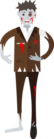 Creepy zombie Halloween character vector icon isolated on whiteのイラスト素材