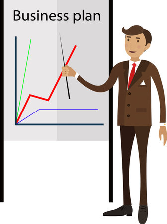 Office worker presenting business plan vector icon isolated on whiteのイラスト素材