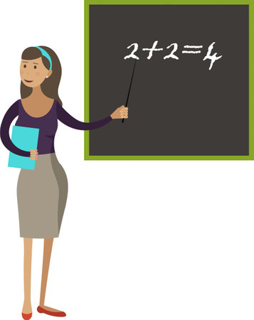Teacher at blackboard teaching math vector icon isolated on whiteのイラスト素材