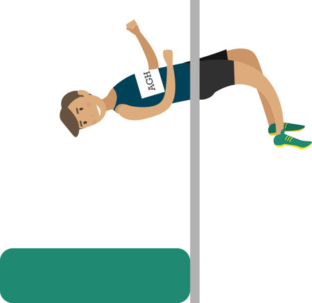 Sportsman performing high jump over beam vector icon isolated on whiteのイラスト素材