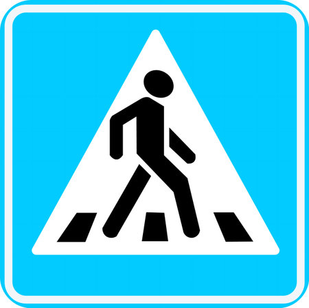 Pedestrian crossing road sign vector icon isolated on whiteのイラスト素材