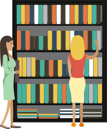 Students studying at university library vector icon isolated on whiteのイラスト素材