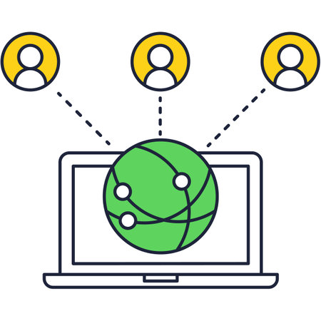 People global communication icon flat line vectorのイラスト素材