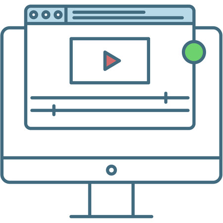 Online training icon flat vector video conferenceのイラスト素材