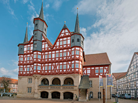 Medieval town hall of the city of Duderstadt, Germanyのeditorial素材