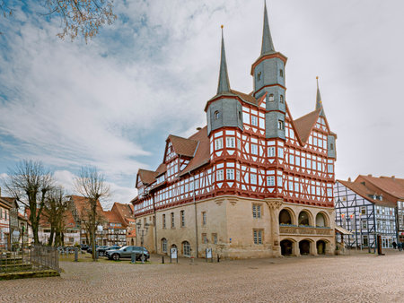 Medieval town hall of the city of Duderstadt, Germanyのeditorial素材