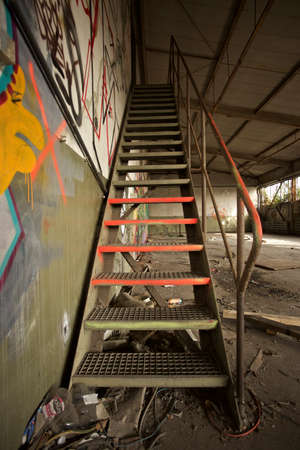 industrie stairs with graffitiの写真素材