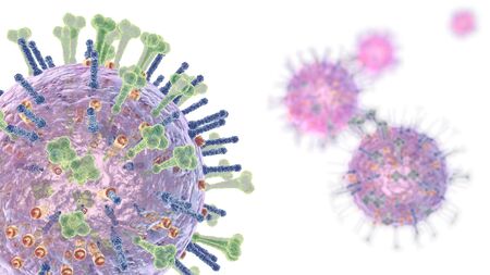 3D illustration showing influenza virusesの写真素材