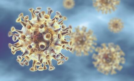 3D illustration showing corona virus, MERS virus, Middle-East Respiratory Syndromeの写真素材